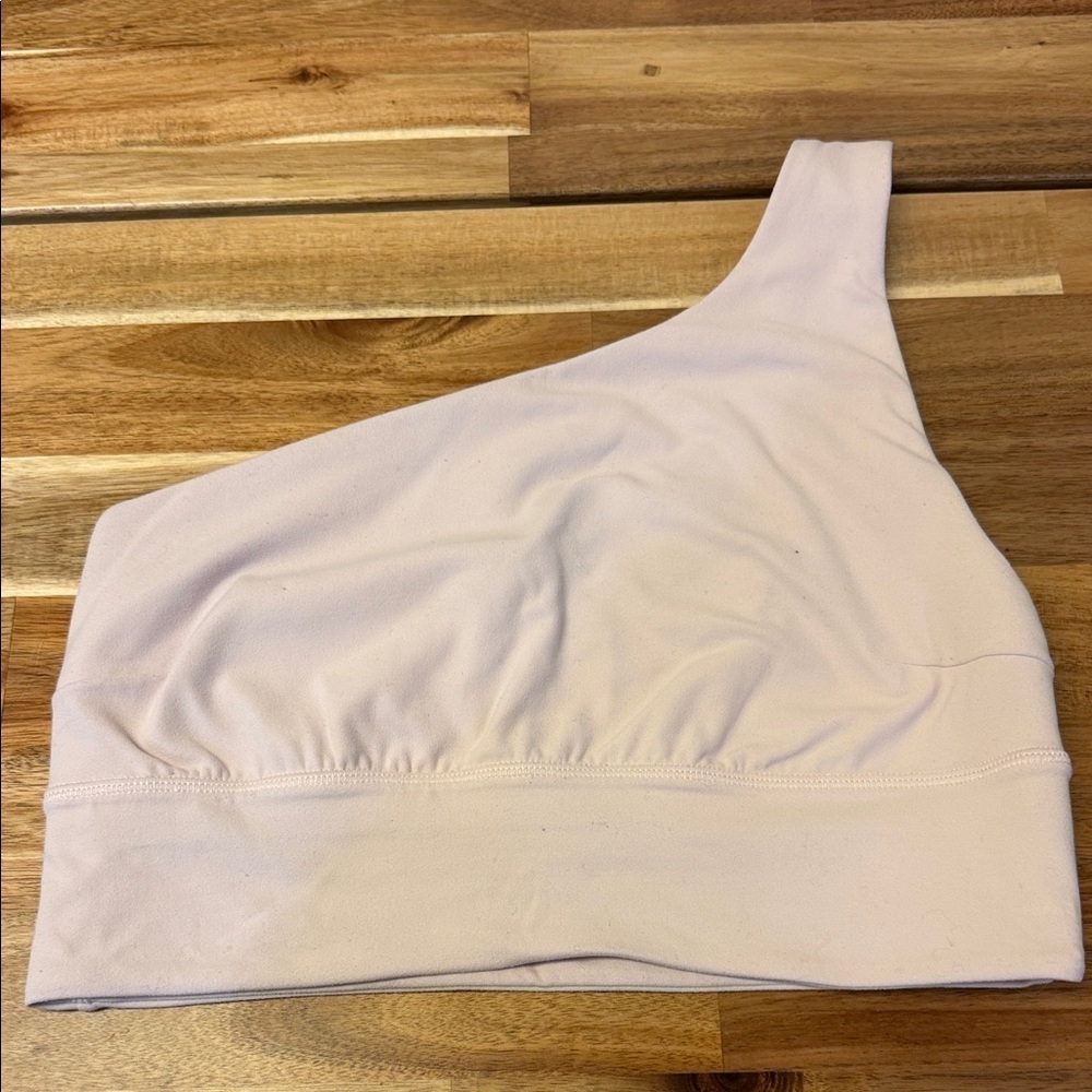 Lululemon Align Asymmetrical Bra in flush pink. See measurements for size - Picture 2 of 5